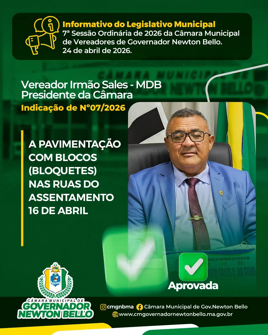 Indicações Aprovadas na 7ª Sessão Ordinária de 2026