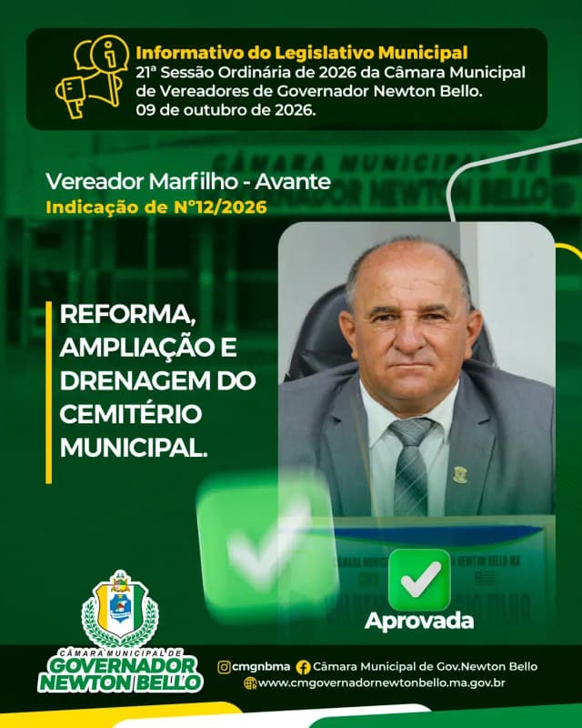 Indicações Aprovadas na 21ª Sessão Ordinária de 2026.