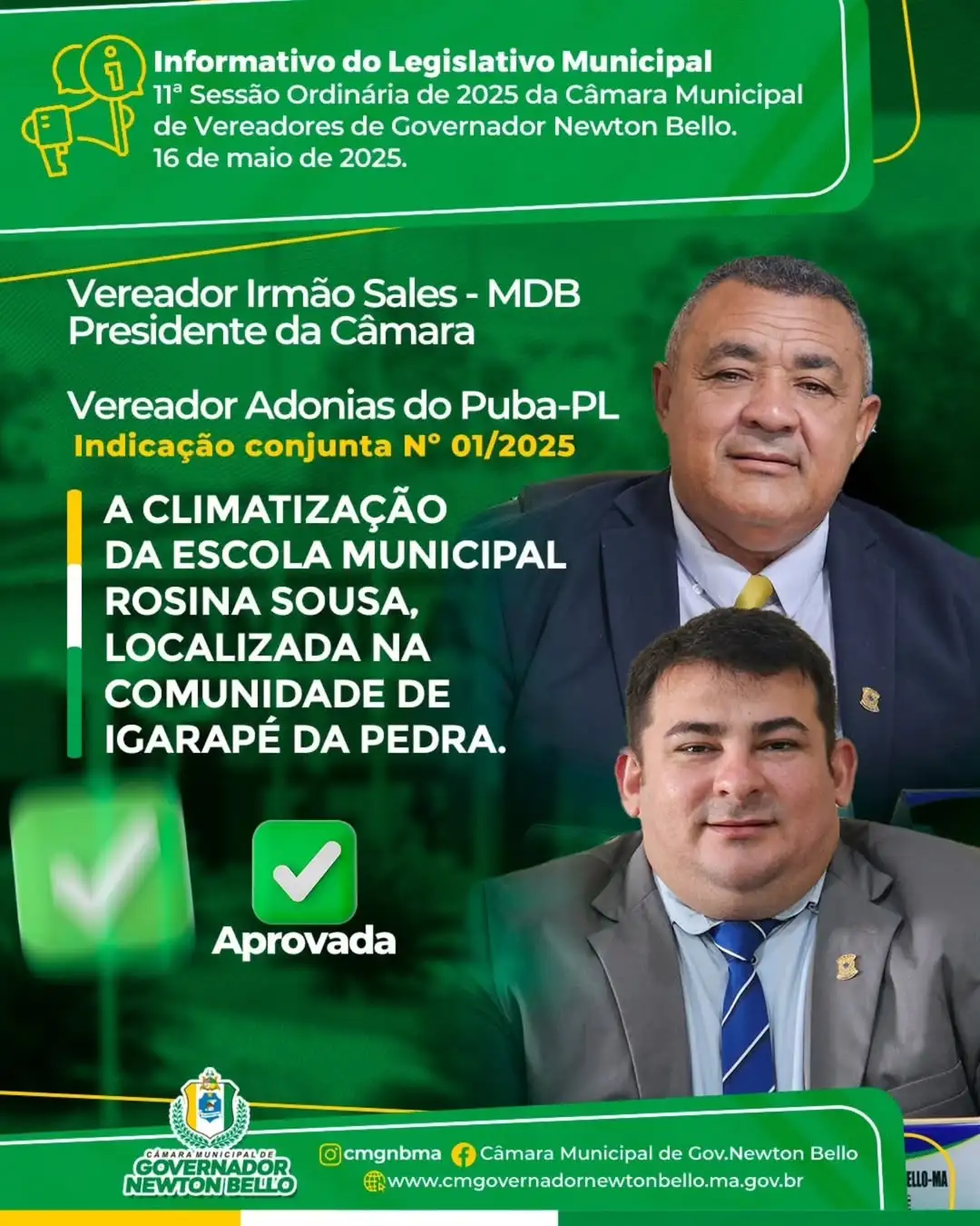 Quinta de #TBT pra mostrar as indicações aprovadas na última sessão ordinária. ✅
