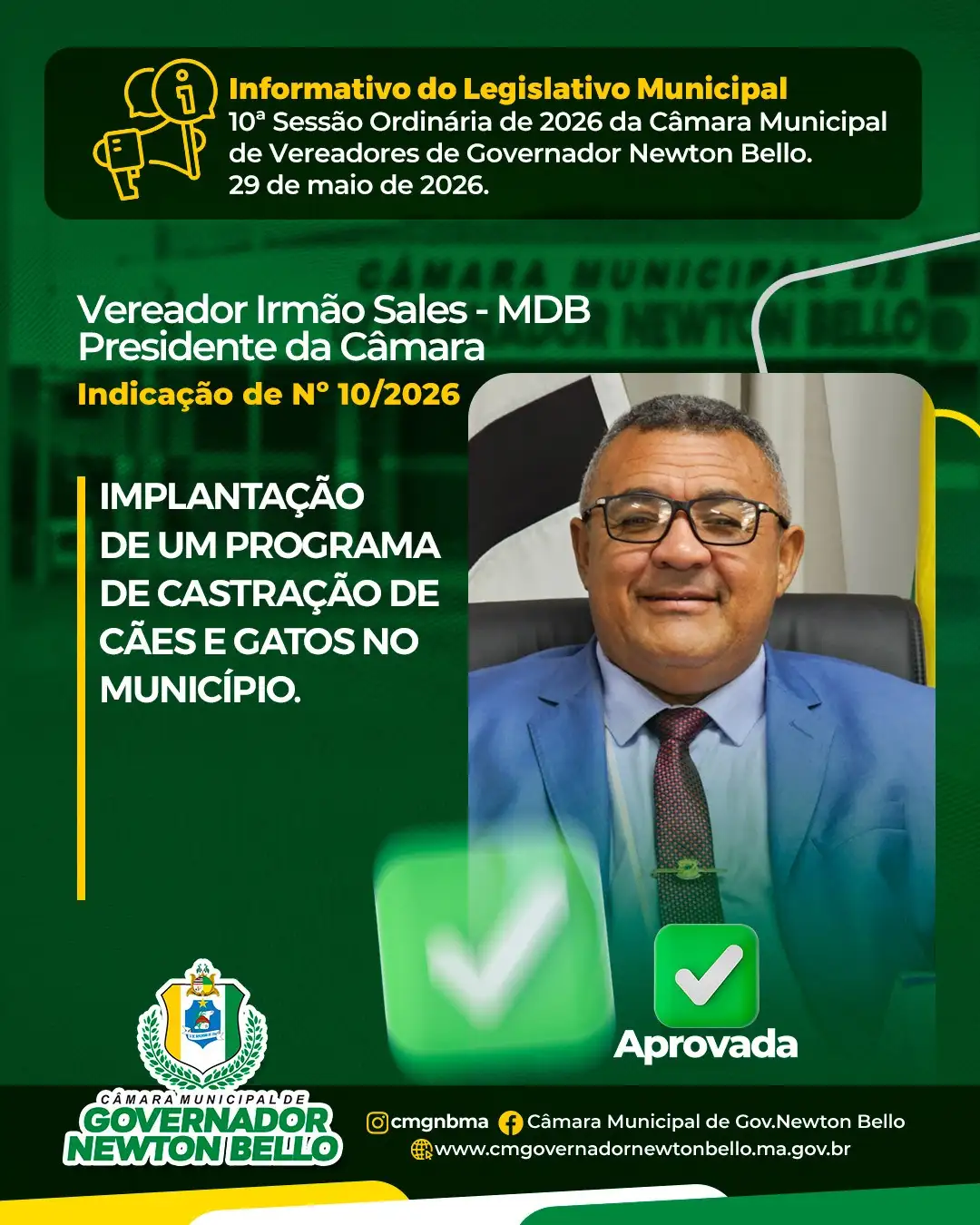 Indicações Aprovadas na 10ª Sessão Ordinária de 2026