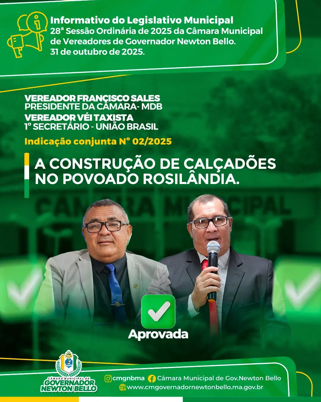 Indicações Aprovadas na 28ª Sessão Ordinária de 2025